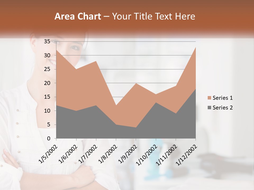 A Woman In A White Shirt Is Standing With Her Arms Crossed PowerPoint Template