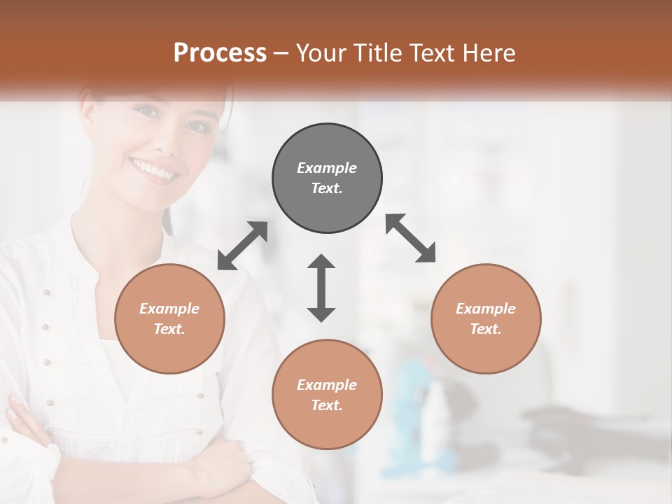 A Woman In A White Shirt Is Standing With Her Arms Crossed PowerPoint Template