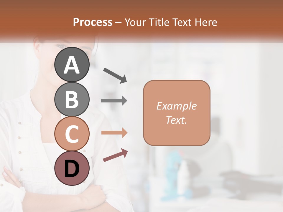 A Woman In A White Shirt Is Standing With Her Arms Crossed PowerPoint Template