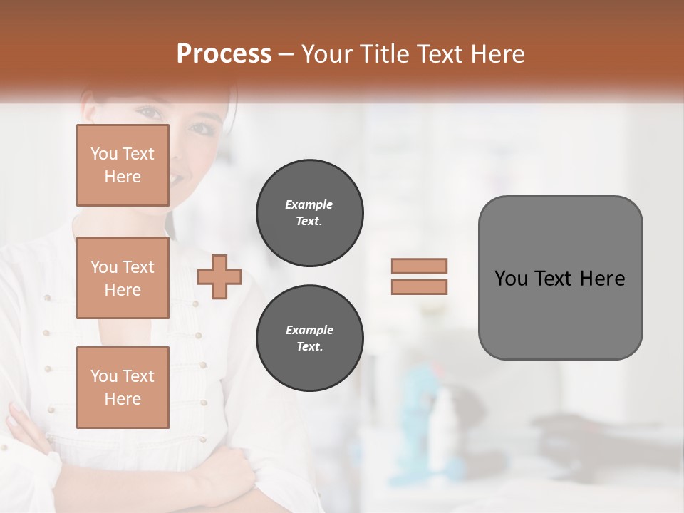 A Woman In A White Shirt Is Standing With Her Arms Crossed PowerPoint Template