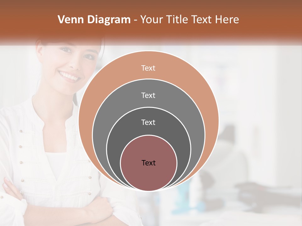 A Woman In A White Shirt Is Standing With Her Arms Crossed PowerPoint Template