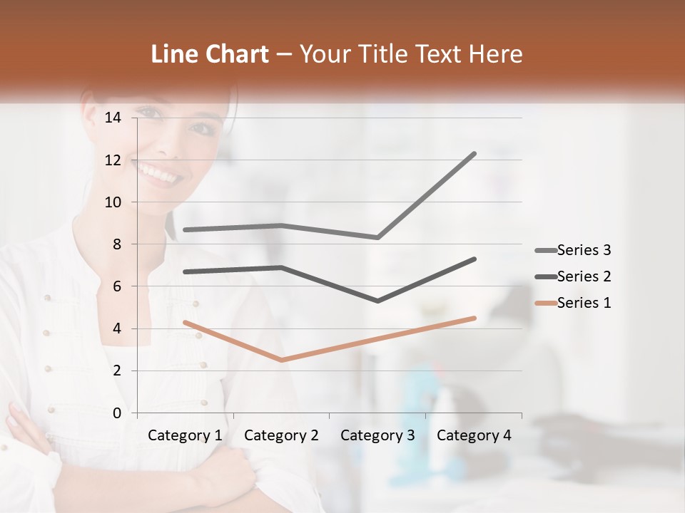 A Woman In A White Shirt Is Standing With Her Arms Crossed PowerPoint Template