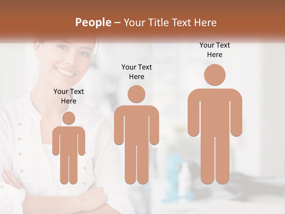 A Woman In A White Shirt Is Standing With Her Arms Crossed PowerPoint Template