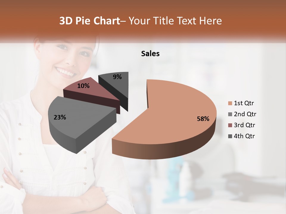 A Woman In A White Shirt Is Standing With Her Arms Crossed PowerPoint Template