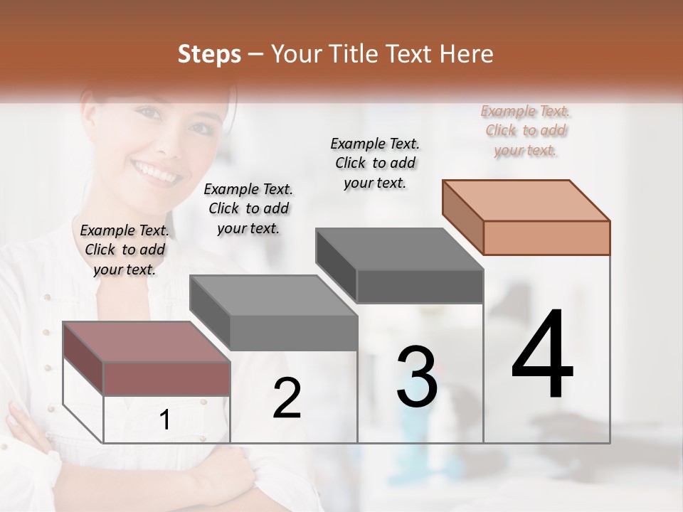 A Woman In A White Shirt Is Standing With Her Arms Crossed PowerPoint Template