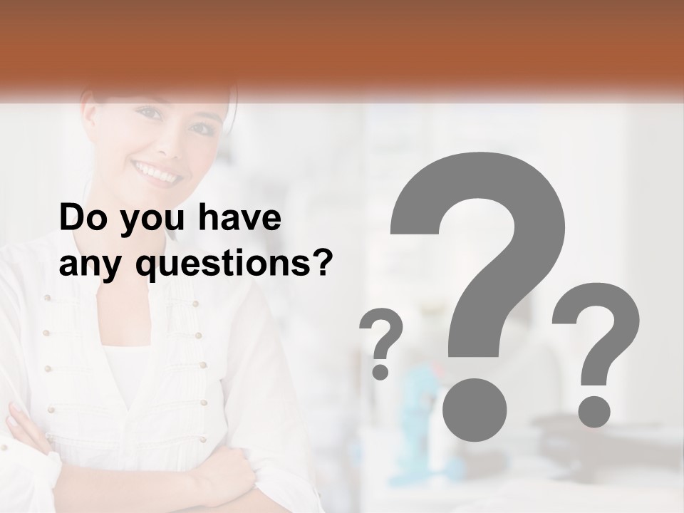 A Woman In A White Shirt Is Standing With Her Arms Crossed PowerPoint Template