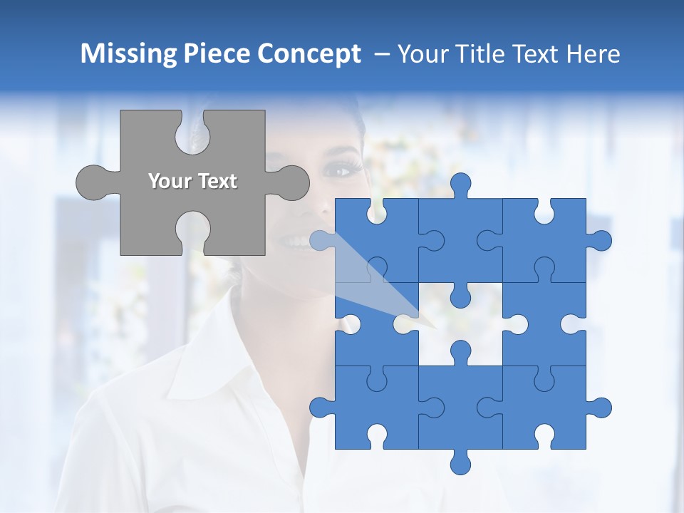 A Woman In A White Shirt Is Smiling PowerPoint Template