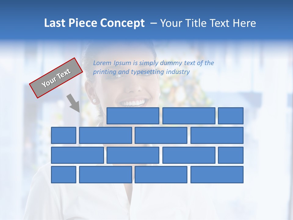 A Woman In A White Shirt Is Smiling PowerPoint Template