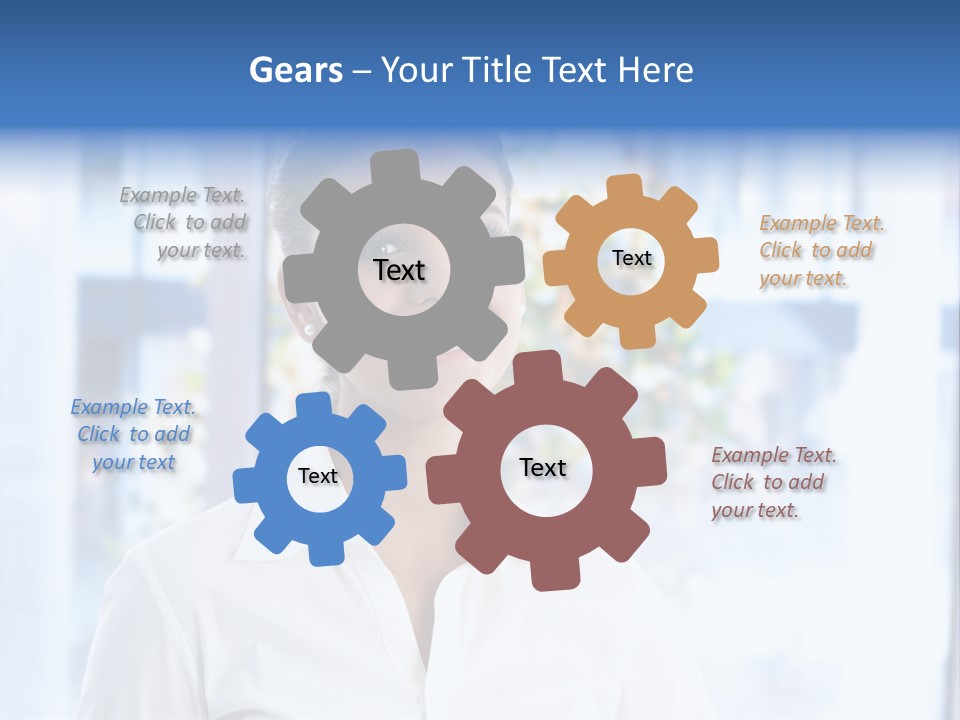 A Woman In A White Shirt Is Smiling PowerPoint Template