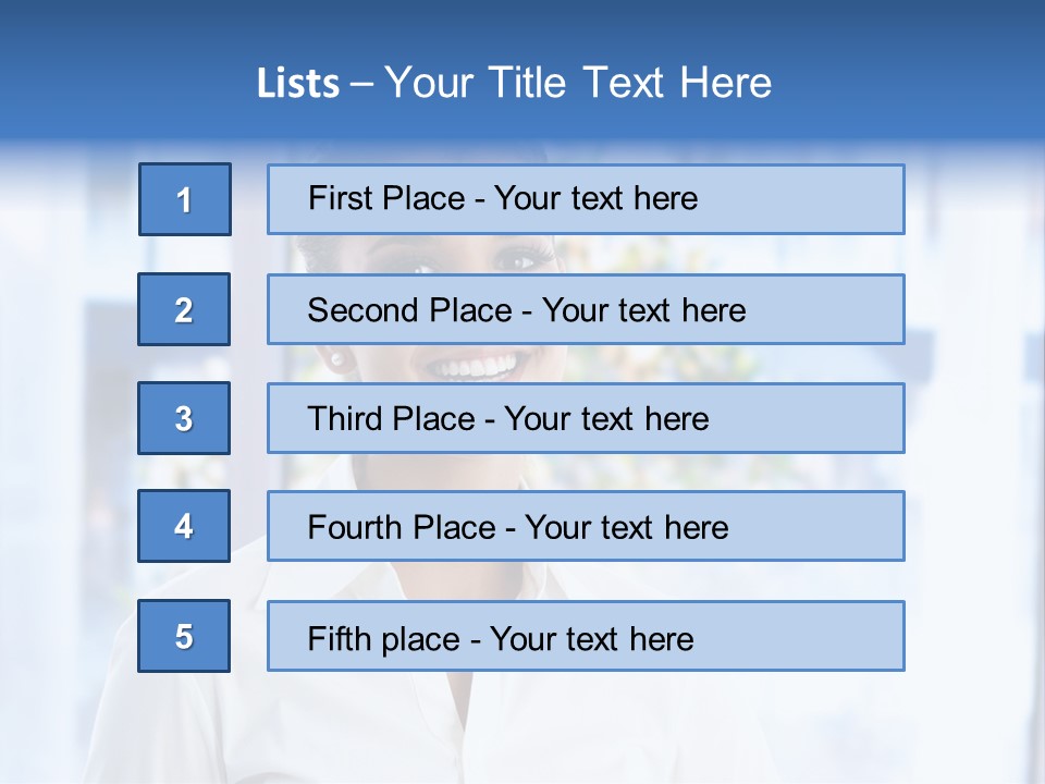 A Woman In A White Shirt Is Smiling PowerPoint Template