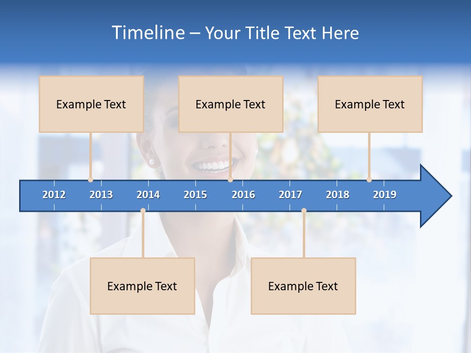 A Woman In A White Shirt Is Smiling PowerPoint Template