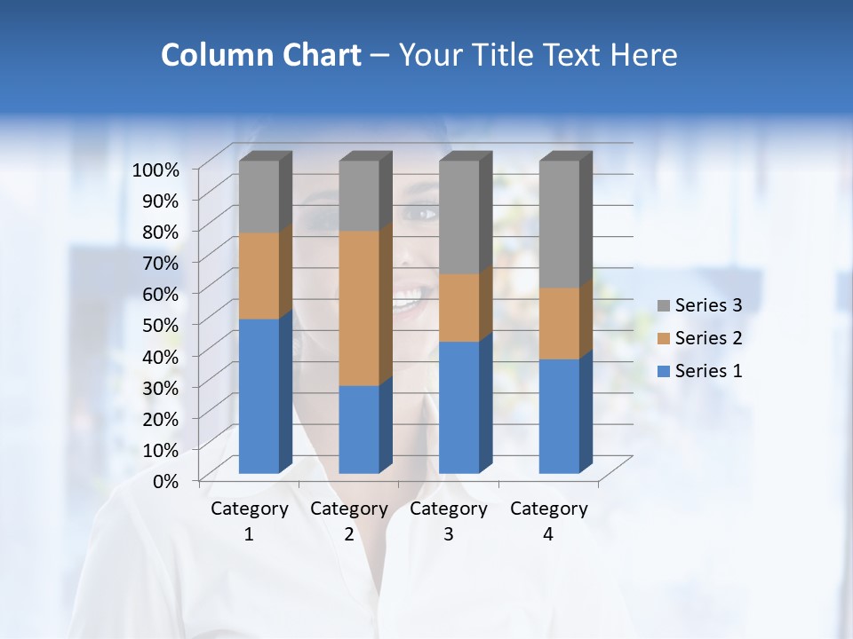 A Woman In A White Shirt Is Smiling PowerPoint Template