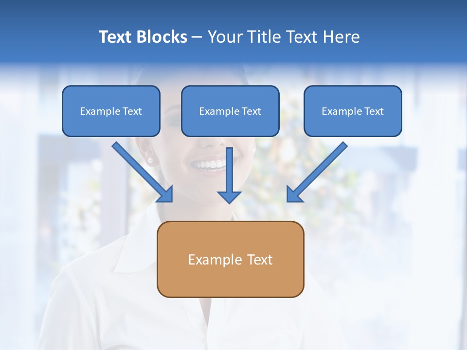A Woman In A White Shirt Is Smiling PowerPoint Template