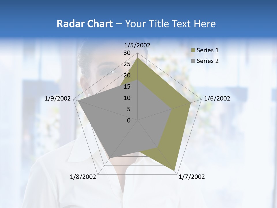 A Woman In A White Shirt Is Smiling PowerPoint Template