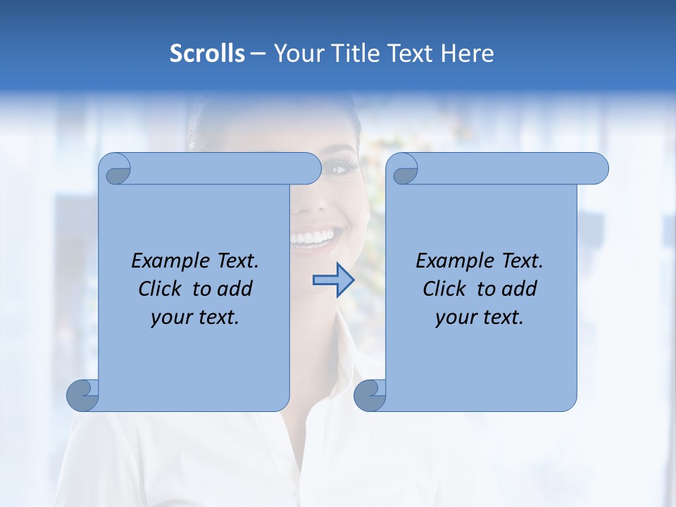 A Woman In A White Shirt Is Smiling PowerPoint Template