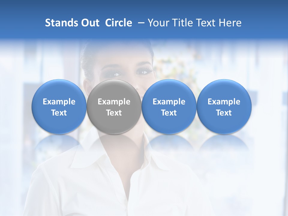 A Woman In A White Shirt Is Smiling PowerPoint Template
