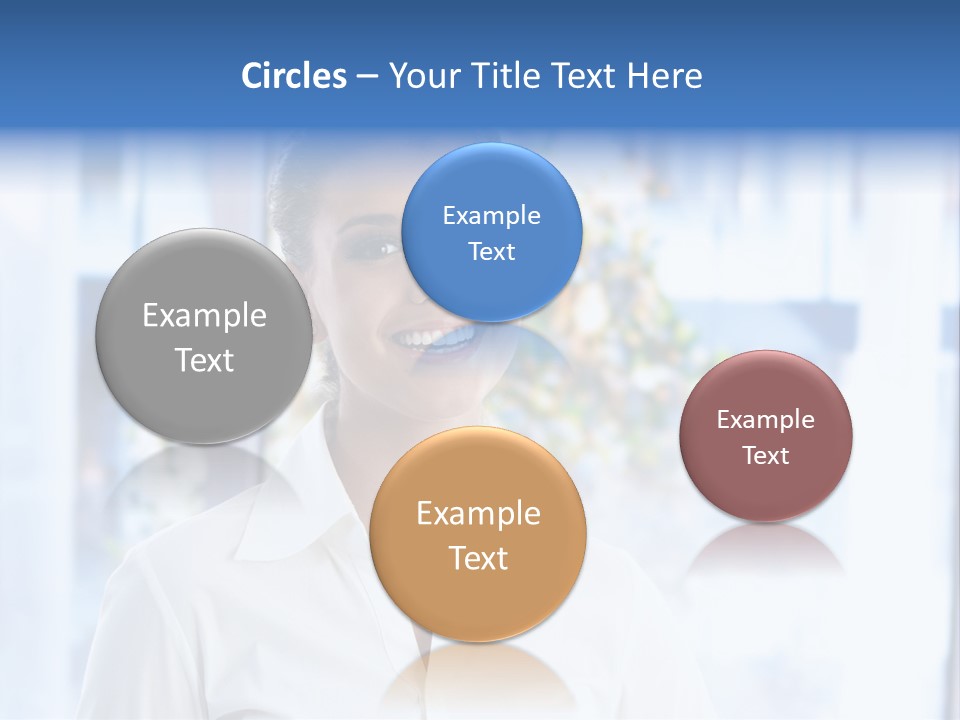 A Woman In A White Shirt Is Smiling PowerPoint Template