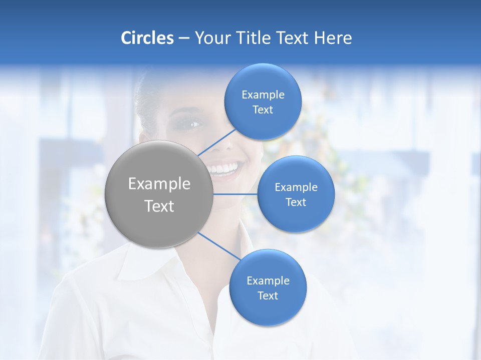 A Woman In A White Shirt Is Smiling PowerPoint Template