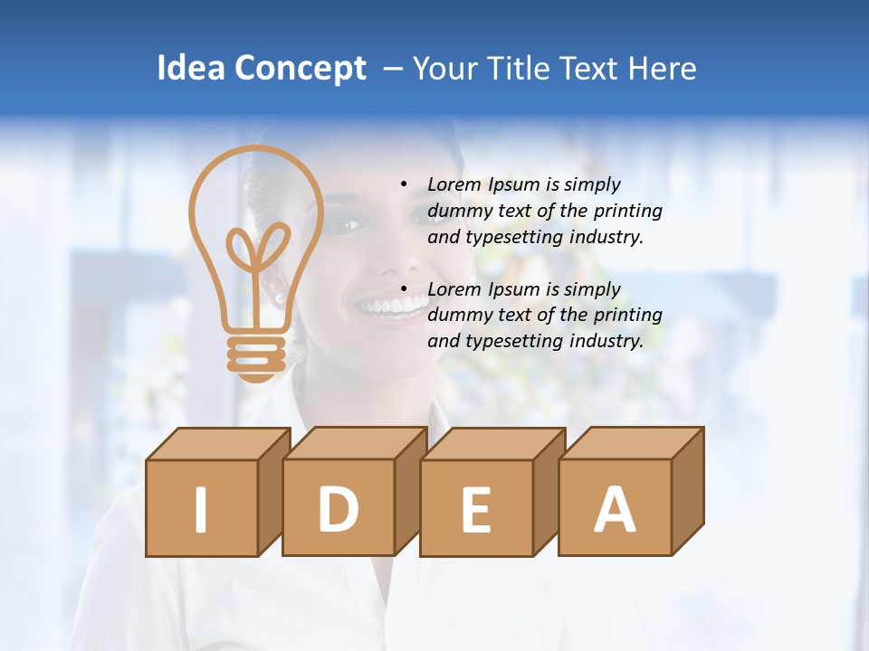 A Woman In A White Shirt Is Smiling PowerPoint Template