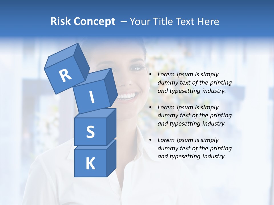 A Woman In A White Shirt Is Smiling PowerPoint Template