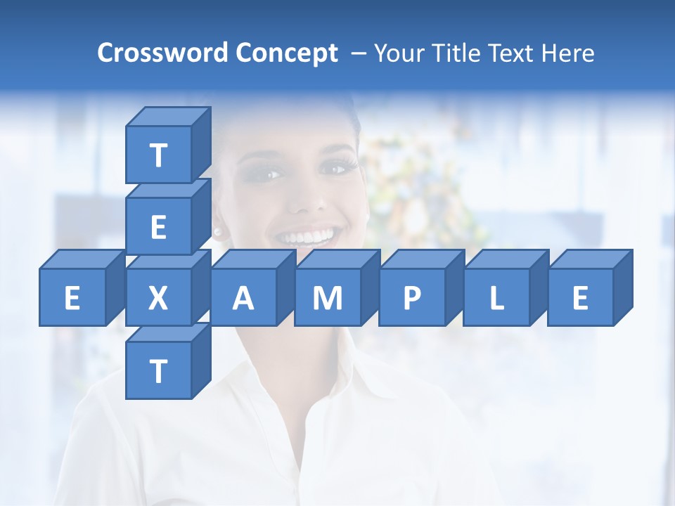 A Woman In A White Shirt Is Smiling PowerPoint Template