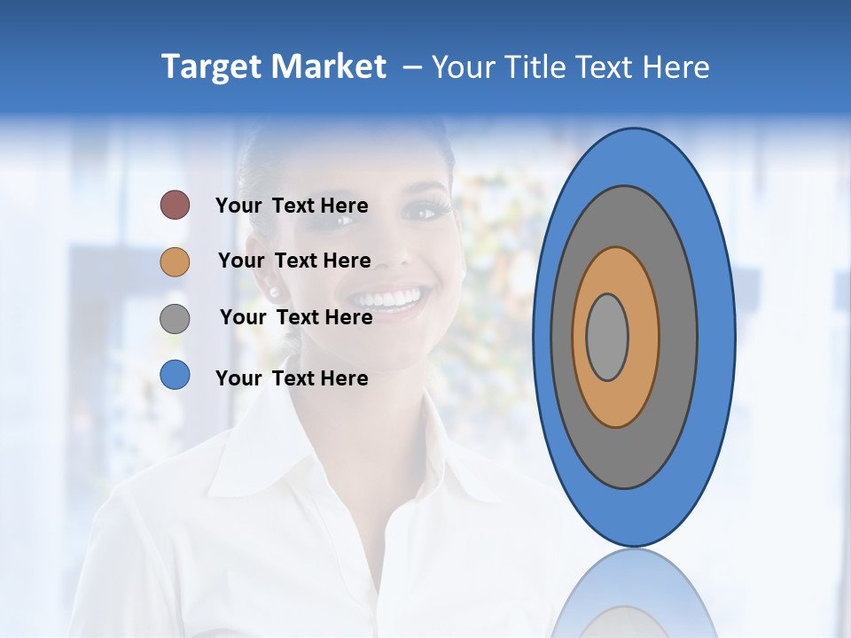 A Woman In A White Shirt Is Smiling PowerPoint Template