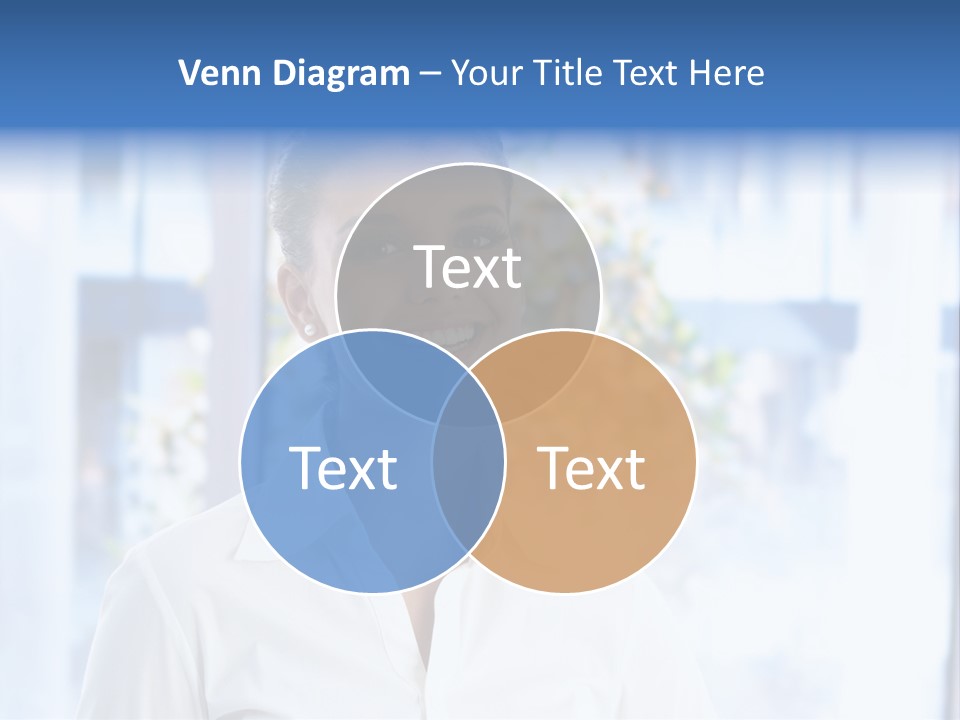 A Woman In A White Shirt Is Smiling PowerPoint Template