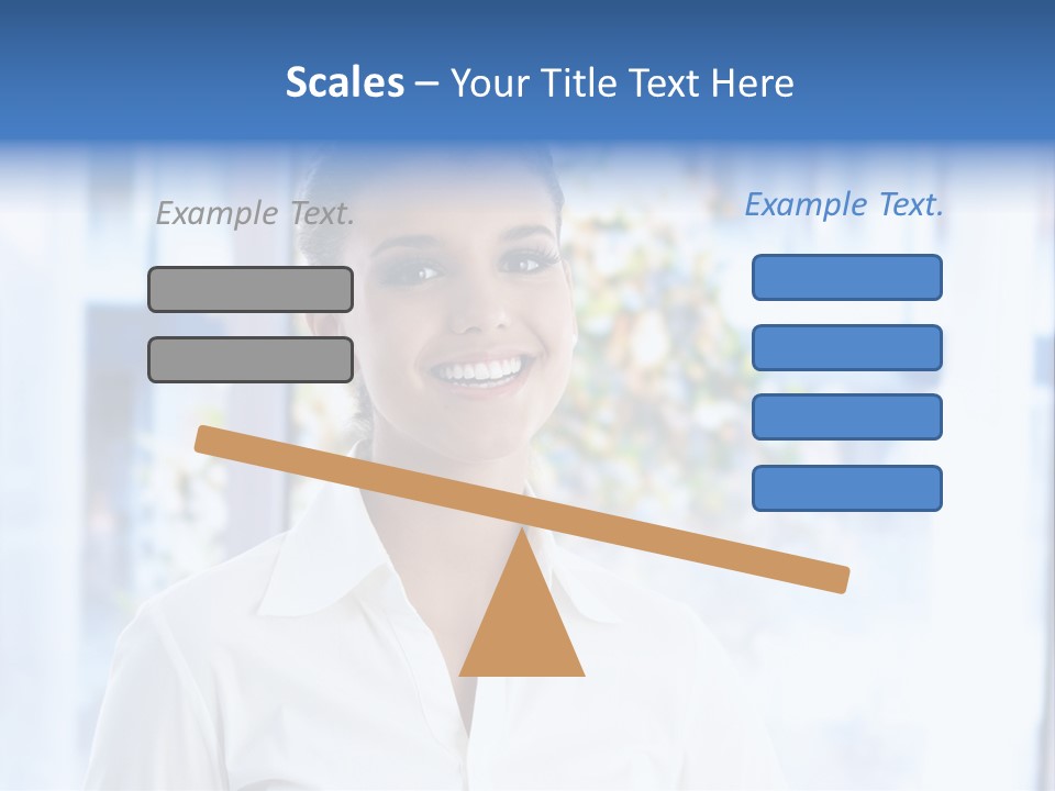 A Woman In A White Shirt Is Smiling PowerPoint Template