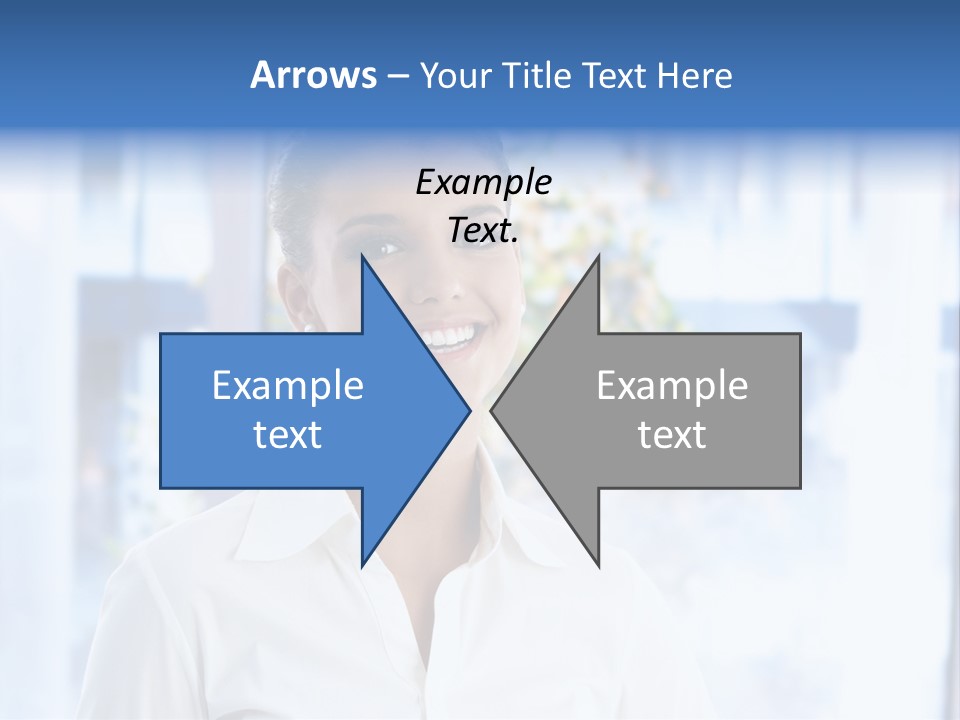 A Woman In A White Shirt Is Smiling PowerPoint Template