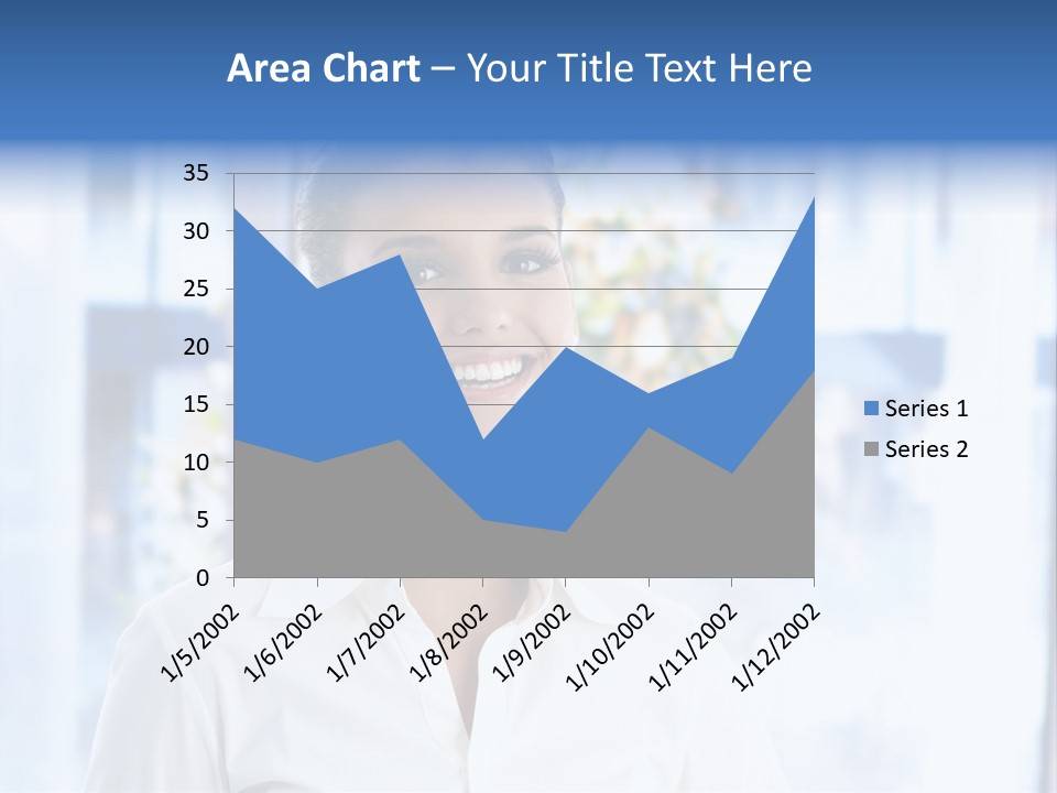 A Woman In A White Shirt Is Smiling PowerPoint Template