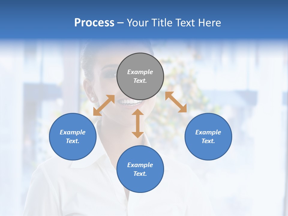 A Woman In A White Shirt Is Smiling PowerPoint Template