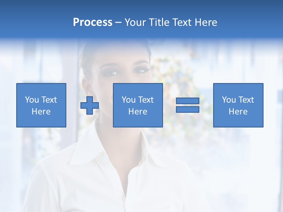 A Woman In A White Shirt Is Smiling PowerPoint Template