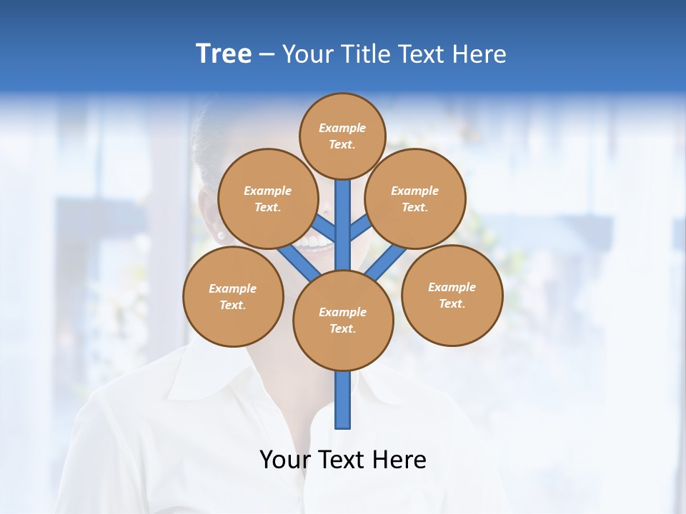 A Woman In A White Shirt Is Smiling PowerPoint Template