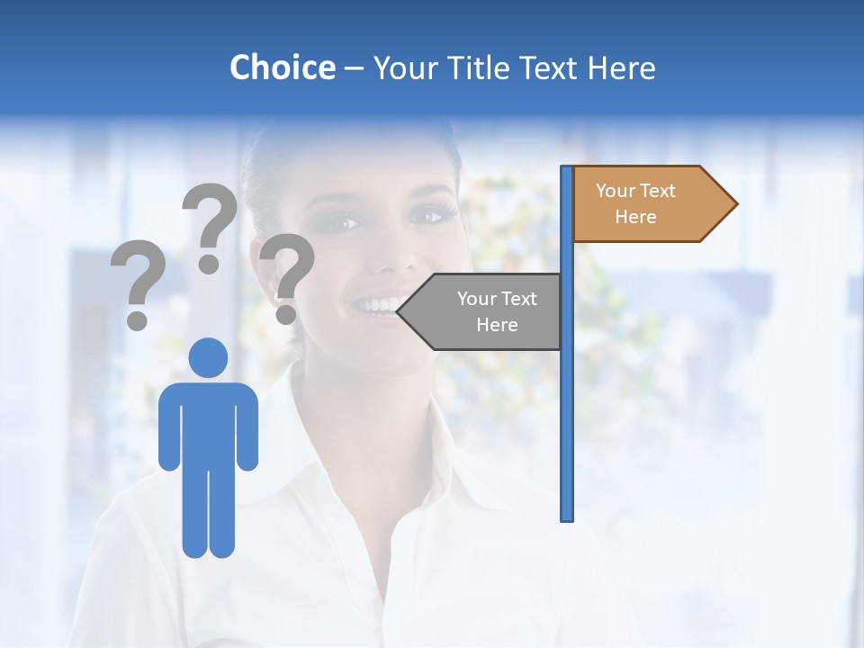 A Woman In A White Shirt Is Smiling PowerPoint Template