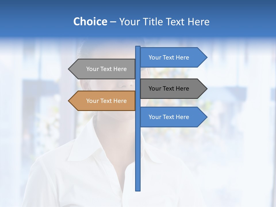 A Woman In A White Shirt Is Smiling PowerPoint Template