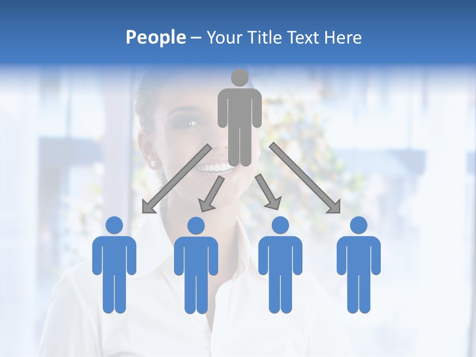 A Woman In A White Shirt Is Smiling PowerPoint Template