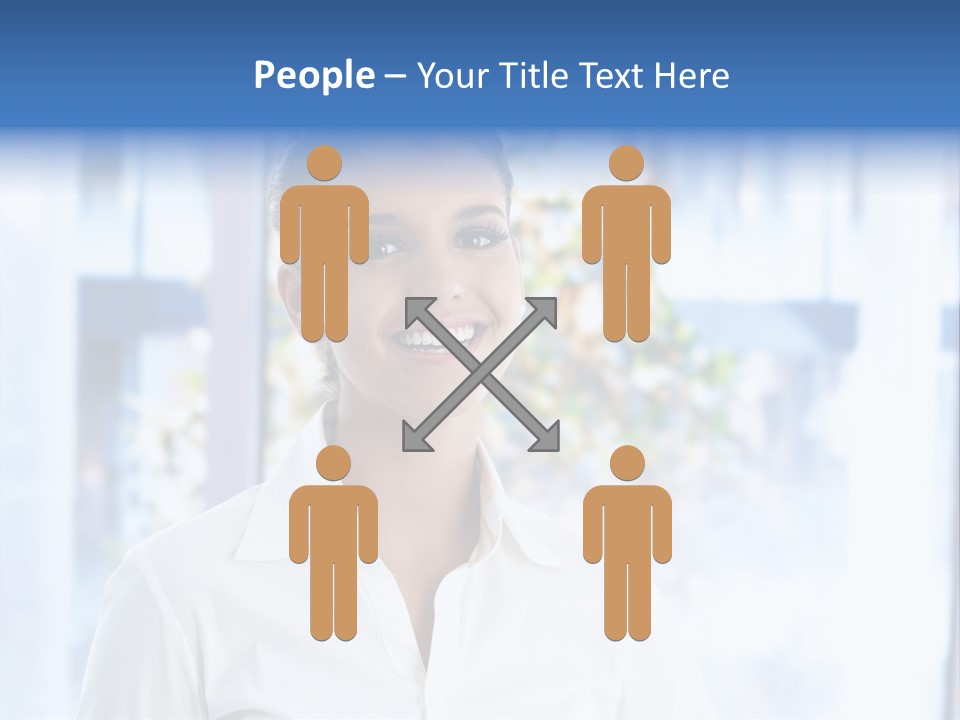 A Woman In A White Shirt Is Smiling PowerPoint Template