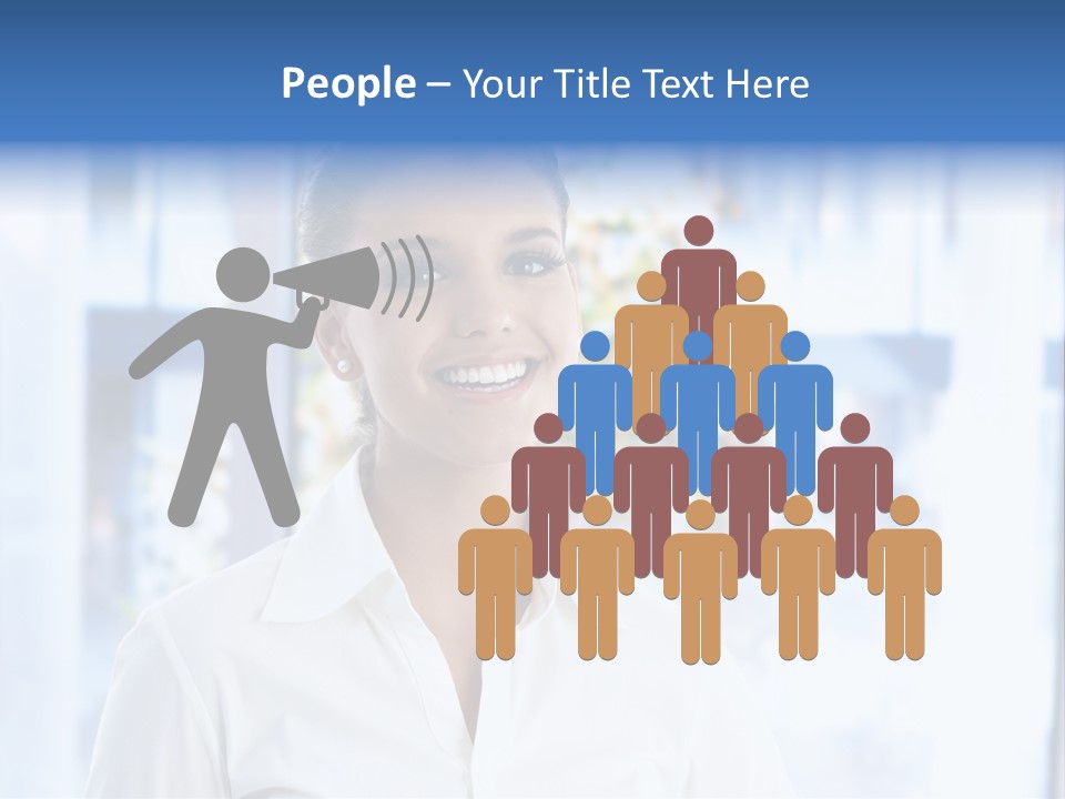 A Woman In A White Shirt Is Smiling PowerPoint Template