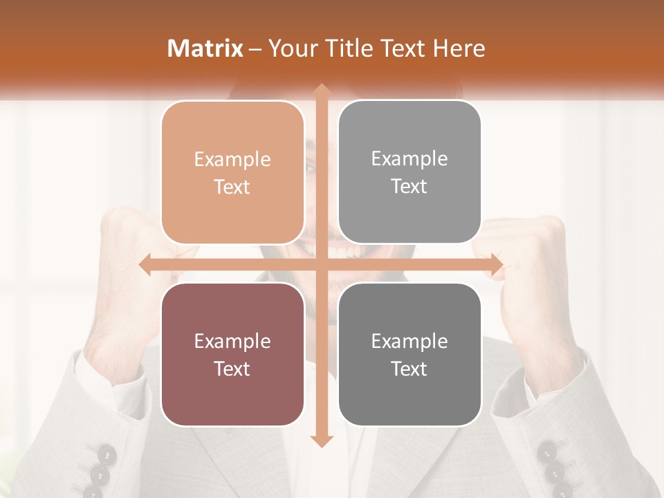 A Man In A Suit Is Holding His Fists Up PowerPoint Template