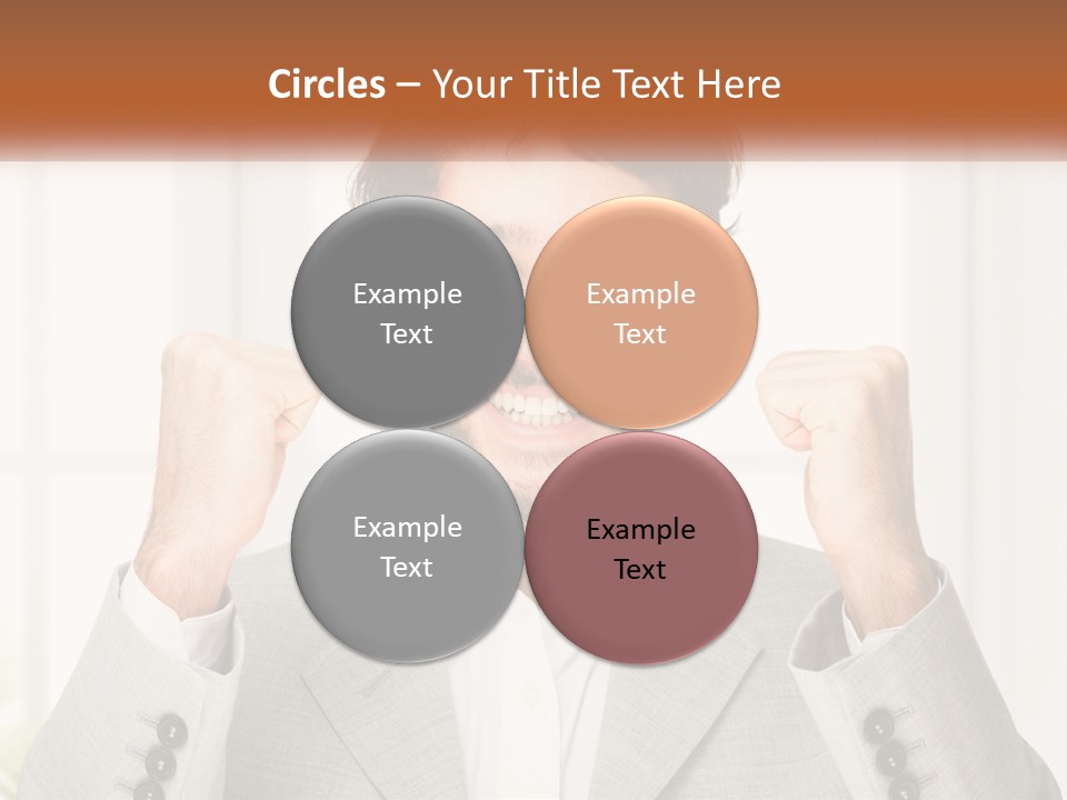 A Man In A Suit Is Holding His Fists Up PowerPoint Template