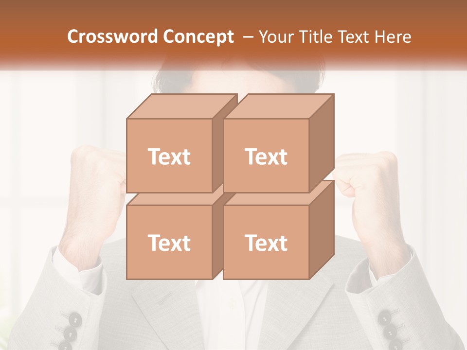 A Man In A Suit Is Holding His Fists Up PowerPoint Template