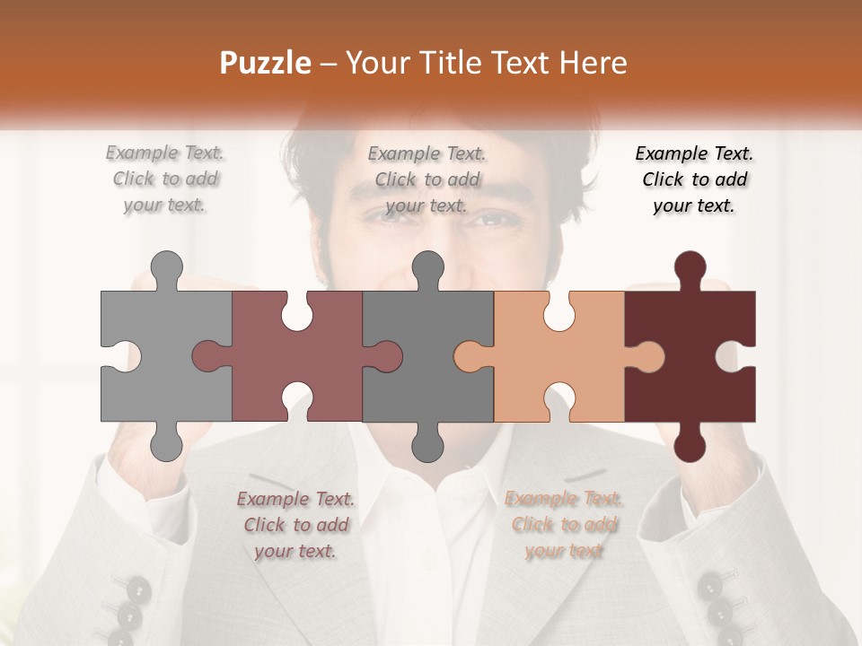 A Man In A Suit Is Holding His Fists Up PowerPoint Template