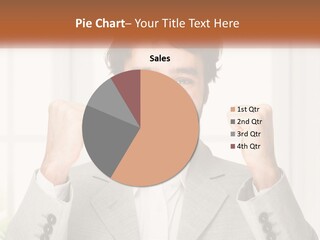 A Man In A Suit Is Holding His Fists Up PowerPoint Template