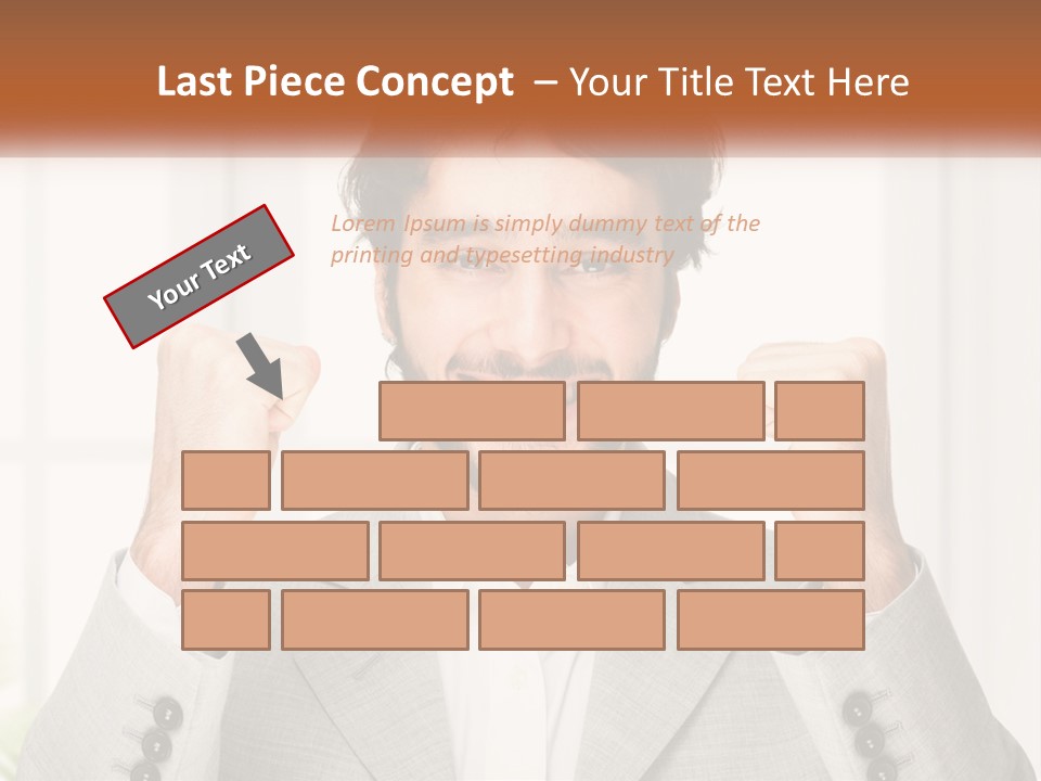 A Man In A Suit Is Holding His Fists Up PowerPoint Template
