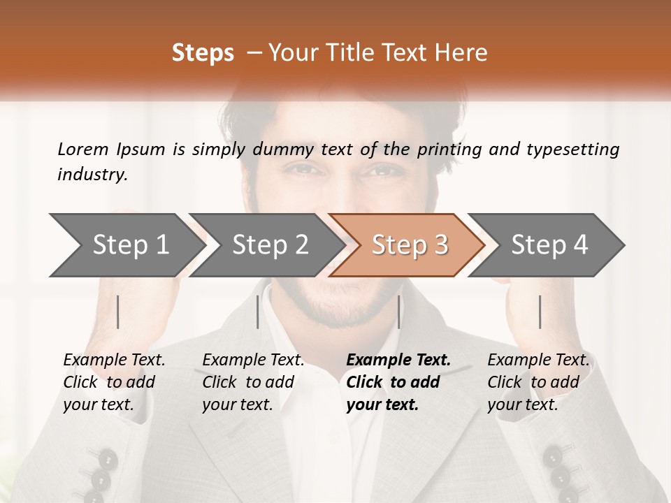 A Man In A Suit Is Holding His Fists Up PowerPoint Template