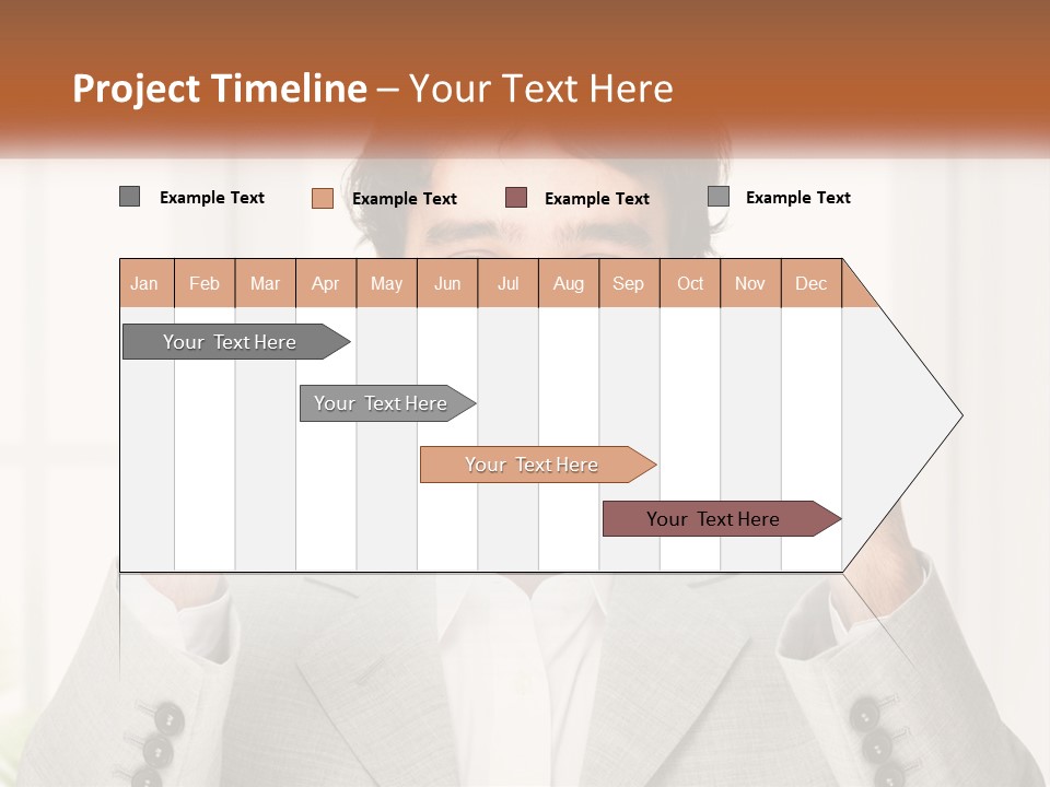 A Man In A Suit Is Holding His Fists Up PowerPoint Template