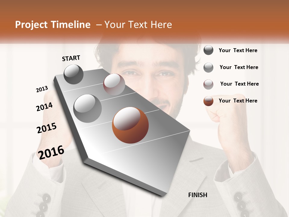 A Man In A Suit Is Holding His Fists Up PowerPoint Template