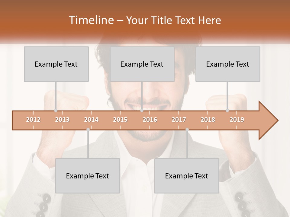 A Man In A Suit Is Holding His Fists Up PowerPoint Template