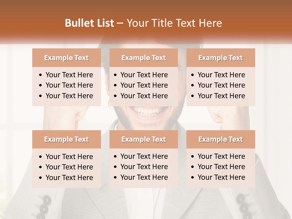 A Man In A Suit Is Holding His Fists Up PowerPoint Template