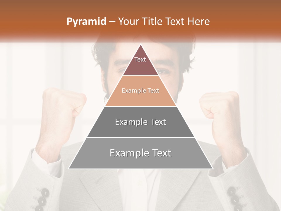 A Man In A Suit Is Holding His Fists Up PowerPoint Template